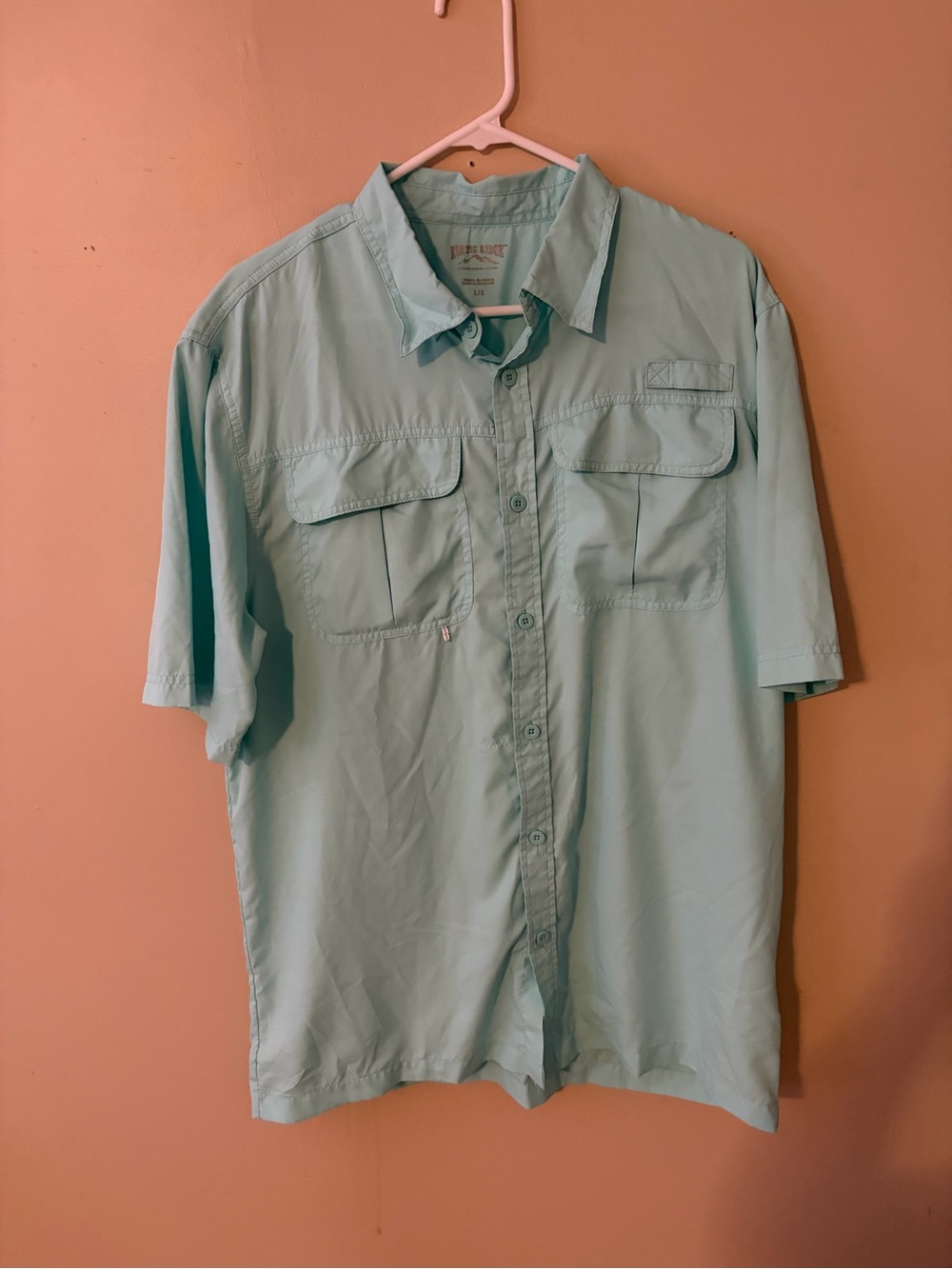 Rustic Ridge Men's Short-Sleeve Button-Down Shirt in Light Aqua